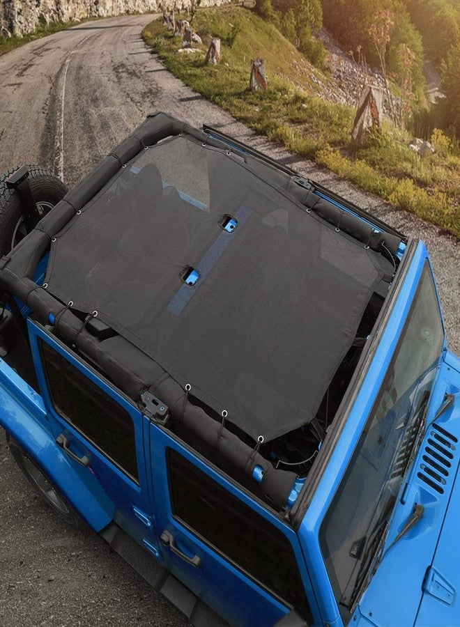 Voodonala for Jeep JK Sunshade Mesh Sun Shade Bikini Top for 2007-2018 Jeep Wrangler JK JKU 4 Door, Plain Black - Image 2